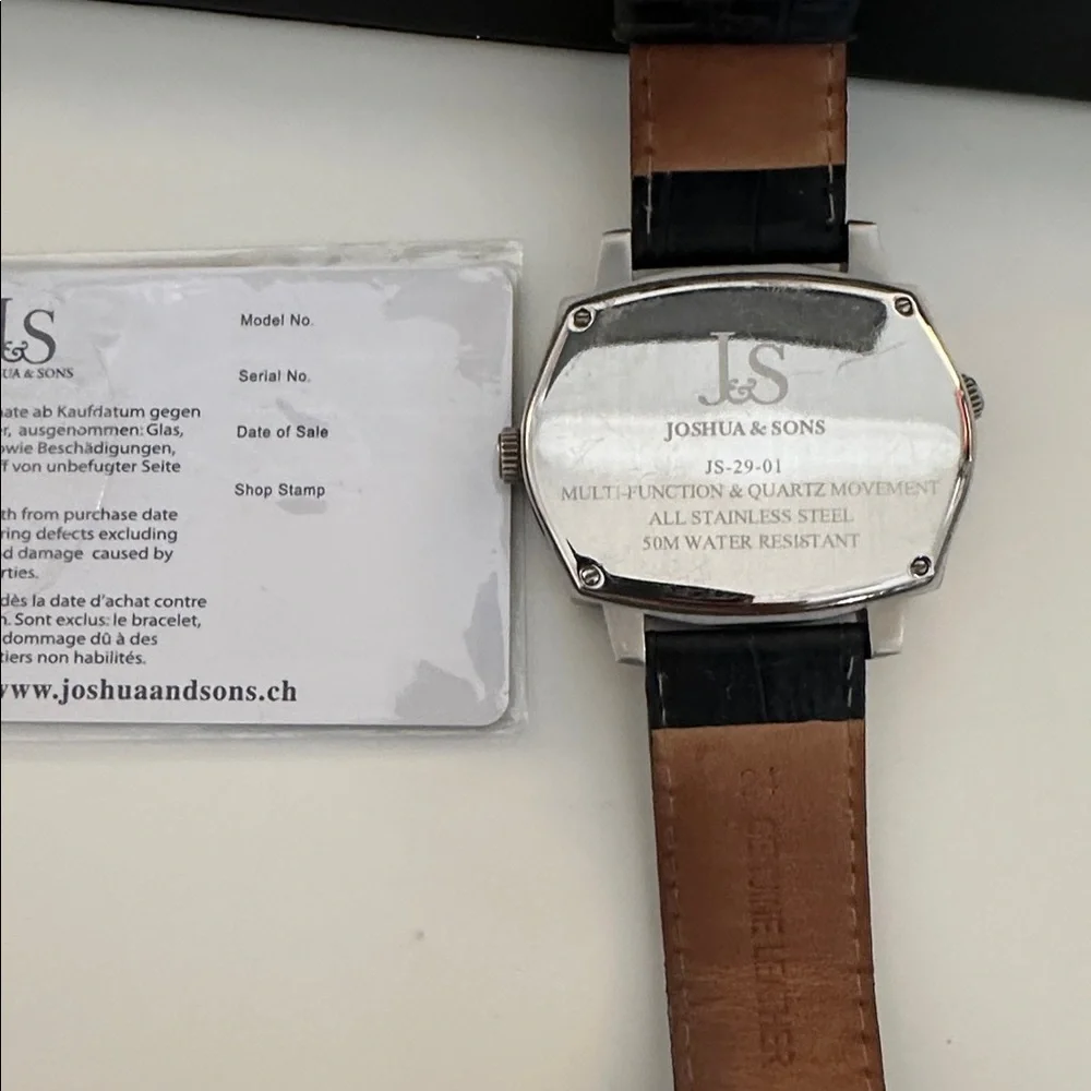 Joshua & Sons Navigator Men's Dual Time Zone Multifunction Leather Watch JS-29